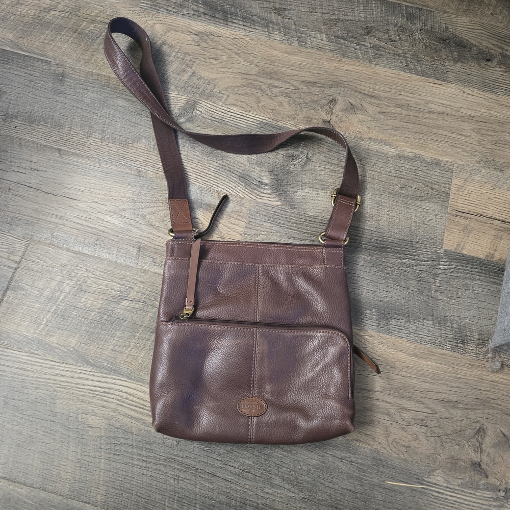 Fossil Dark Brown Leather Crossbody Bag